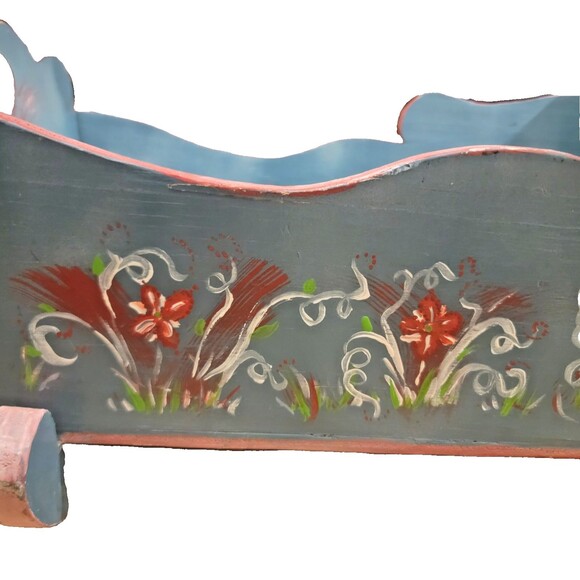 VTG Wooden Rocking Doll Cradle Crib Handmade 20" Primitive Doll Furniture 50s - Picture 13 of 16